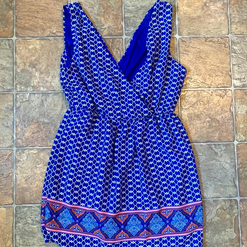 Blue V neck One clothing Los Angeles mini dress